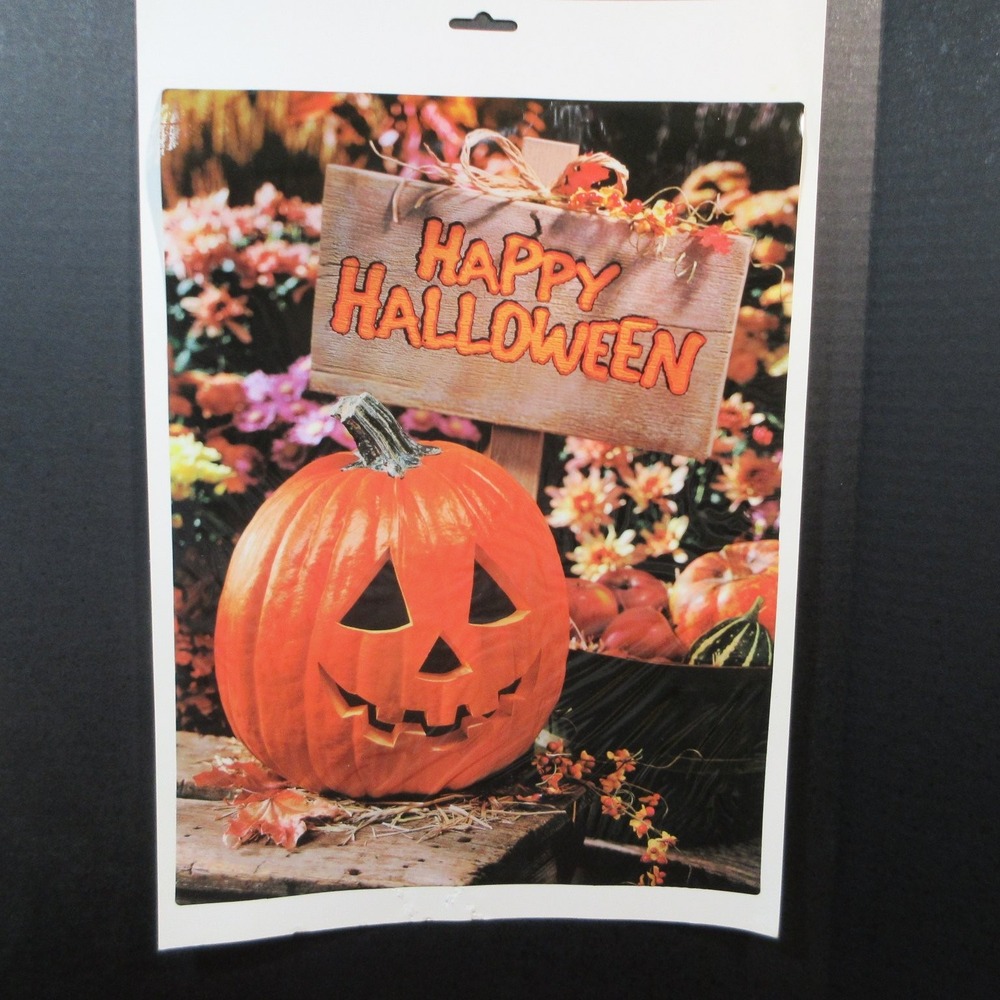 Happy Halloween Jack-O-Lantern Pumpkin Window Cling Decor Poster Decoration